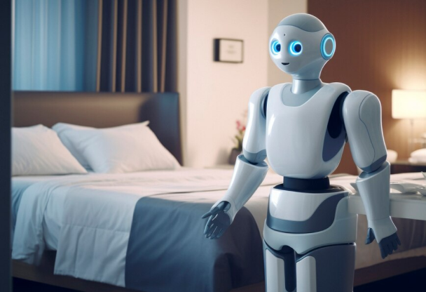 Imagem de um robo em um quarto